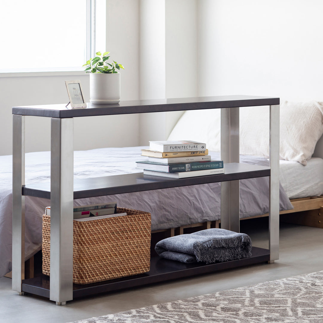 THE STORAGE SHELF 3段 / ラバーウッド ブラックブラウン × Stainless