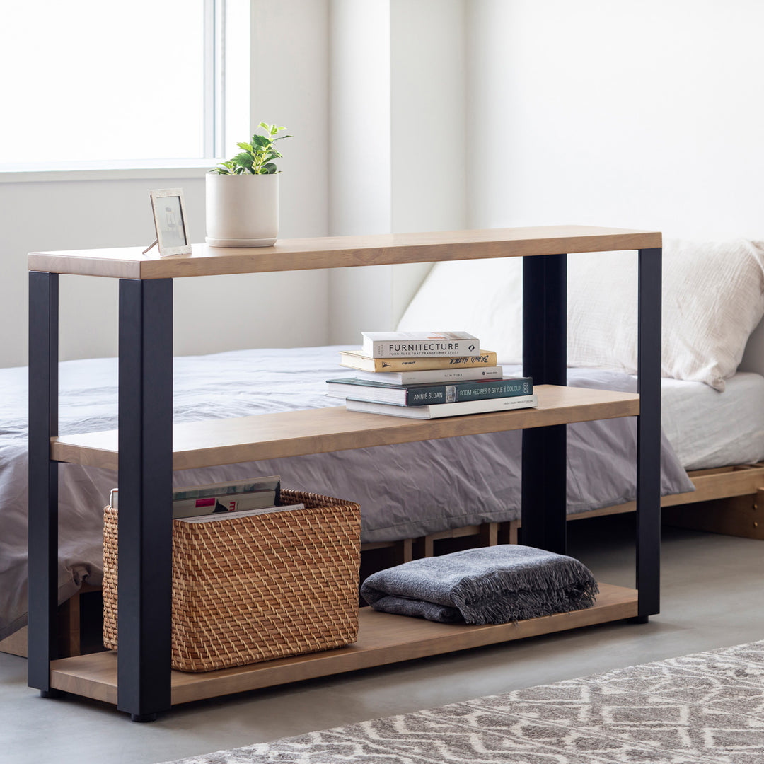 THE STORAGE SHELF 3段 / ラバーウッド アッシュグレー × Black Steel