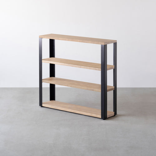 KANADEMONO かなでもの ラバーウッドシェルフ THE STORAGE SHELF 3段 / ラバーウッド ナチュラル × Black Steel ネコ