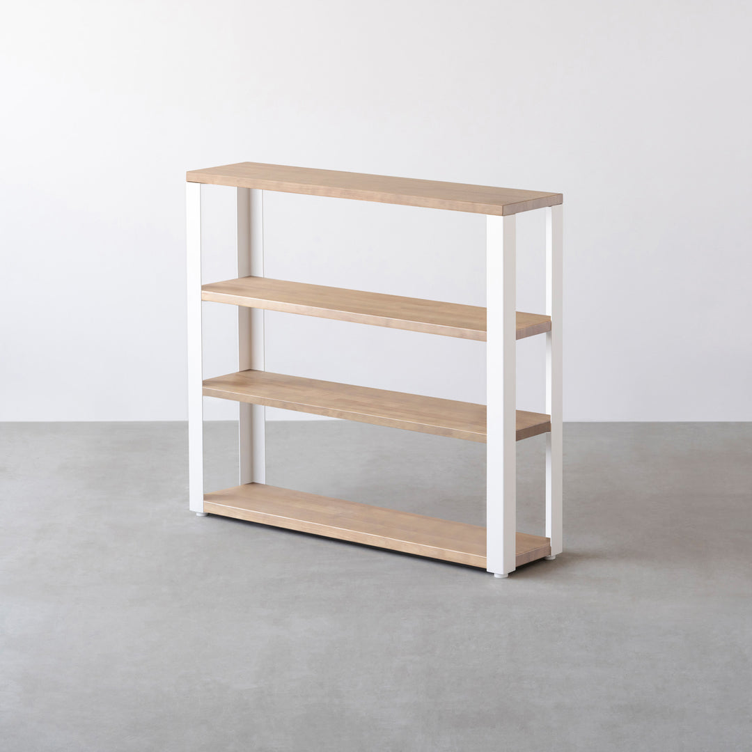 かなでもの　シェルフ　4段 THE STORAGE SHELF 4段 / ラバーウッド アッシュグレー × White Steel