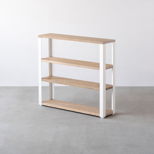 KANADEMONO　THE SHELF / ラバーウッド ナチュラル THE STORAGE SHELF 4段 / ラバーウッド アッシュグレー × White Steel