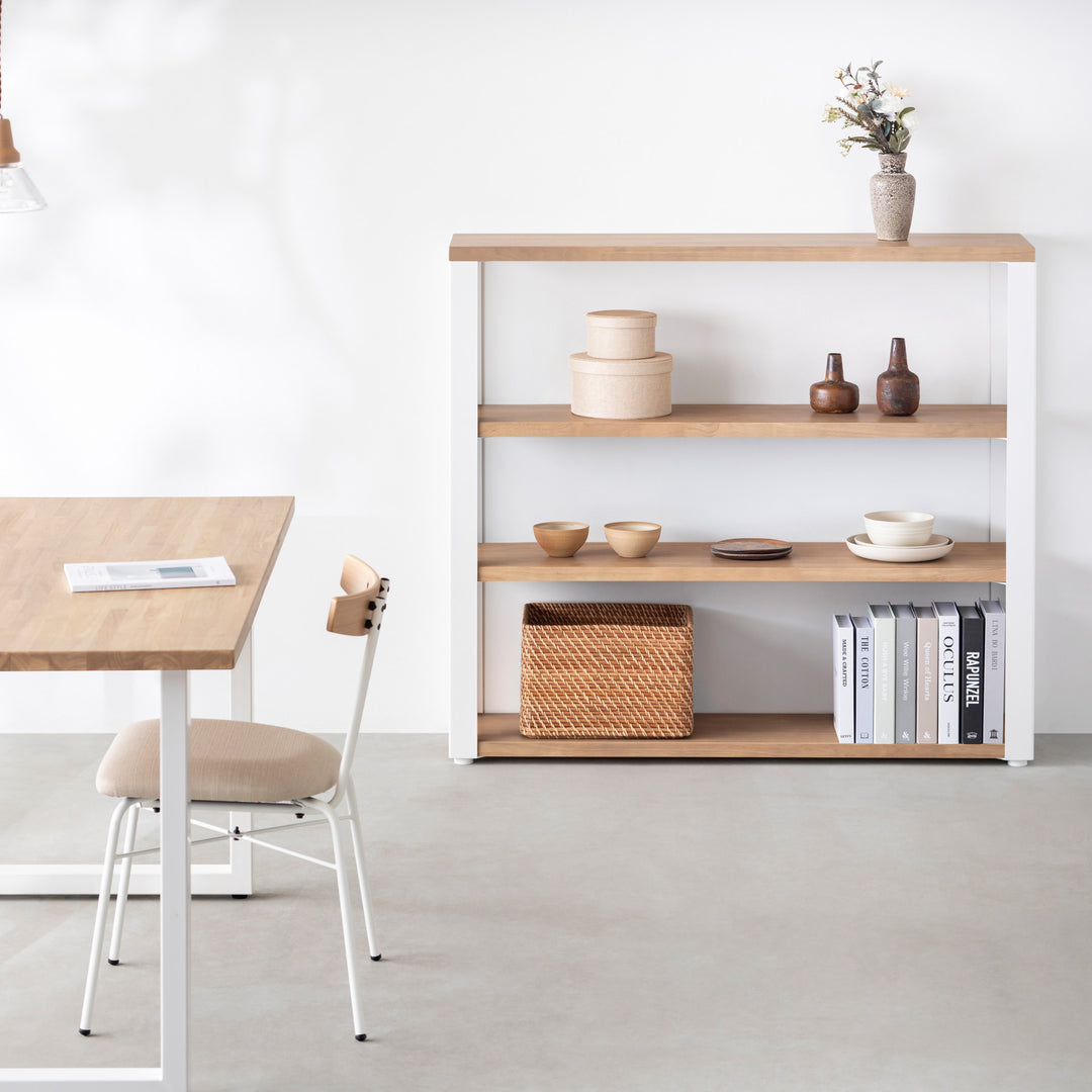 THE STORAGE SHELF 4段 / ラバーウッド アッシュグレー × White Steel
