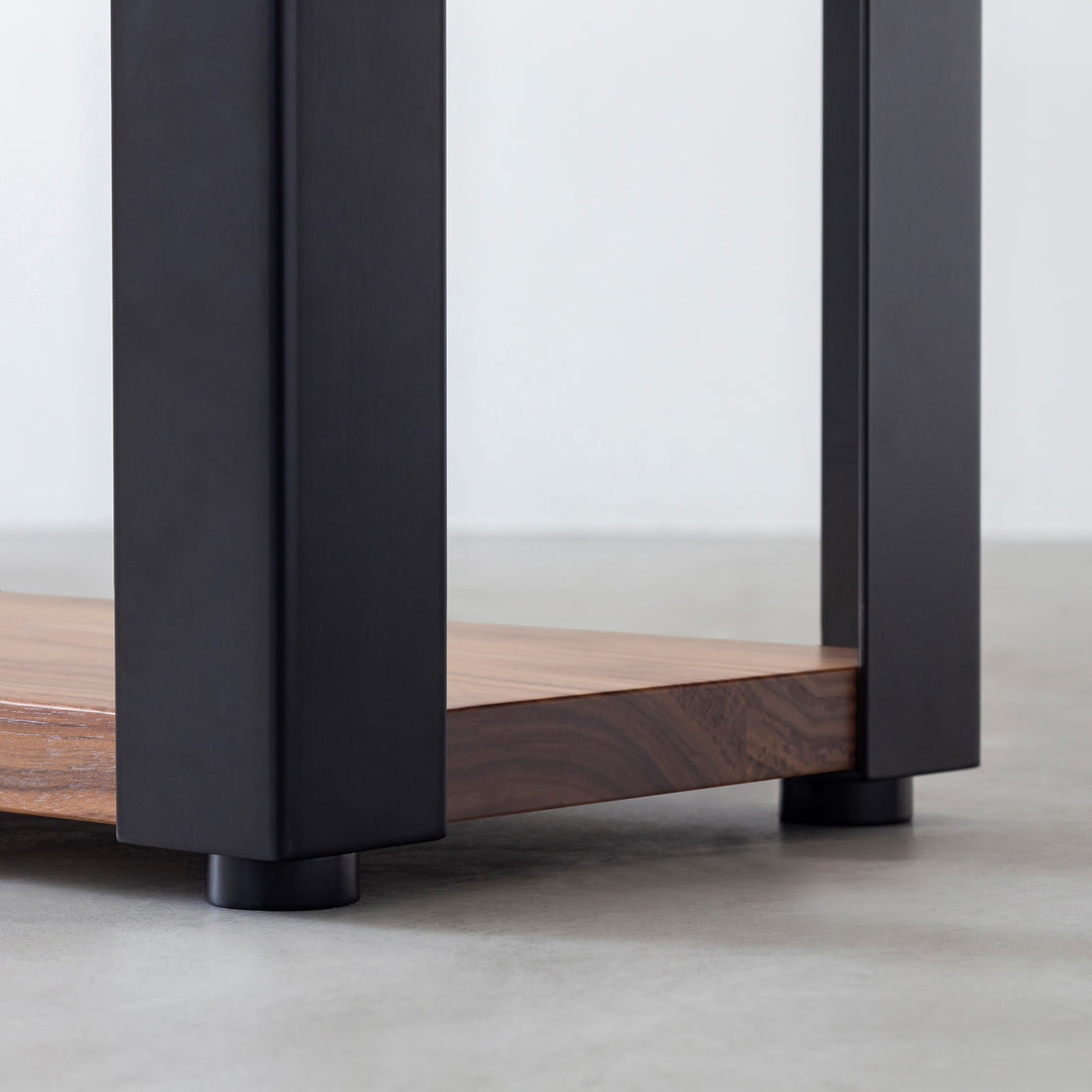 [韓国受注製作] stainless silver rack / 3段 THE STORAGE SHELF 3段 / 無垢 ウォルナット × Black Steel