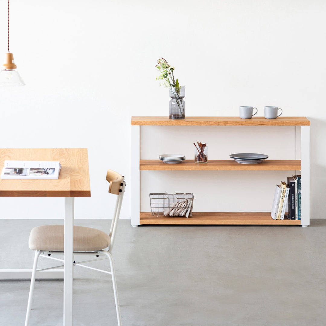 THE STORAGE SHELF 3段 / 無垢 レッドオーク × White Steel