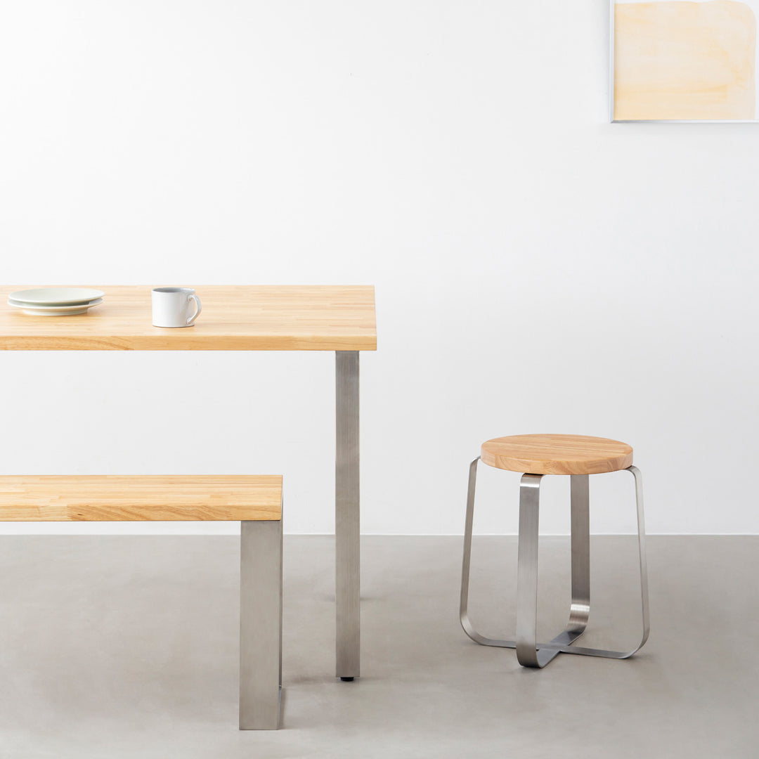 kanademono THE STOOL ラバーウッドナチュラル × ステンレス THE STOOL / ラバーウッド ナチュラル × White Steel Standard