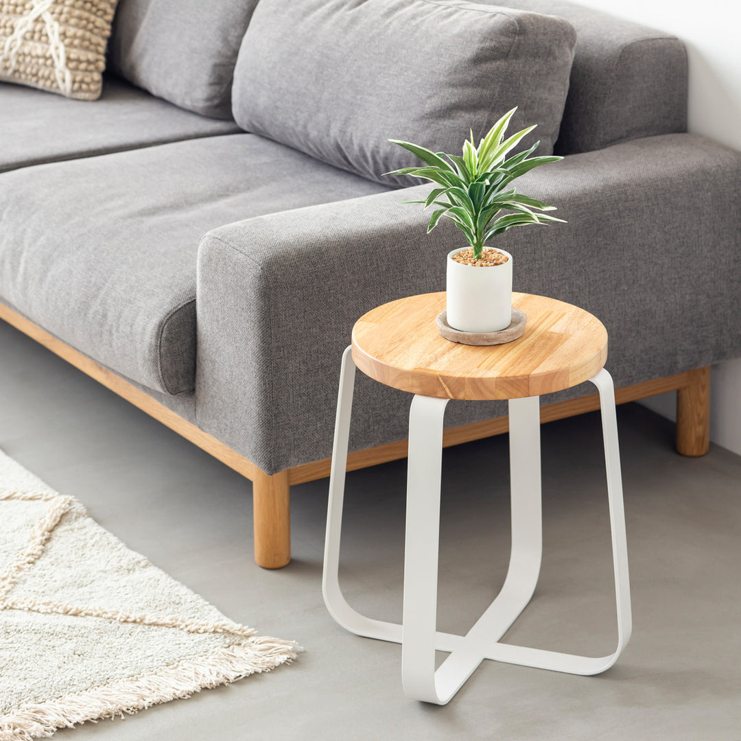 THE STOOL / ラバーウッド ナチュラル × White Steel Standard