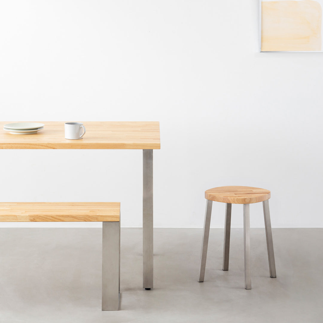 THE STOOL / ラバーウッド ナチュラル × Stainless Standard – KANADEMONO