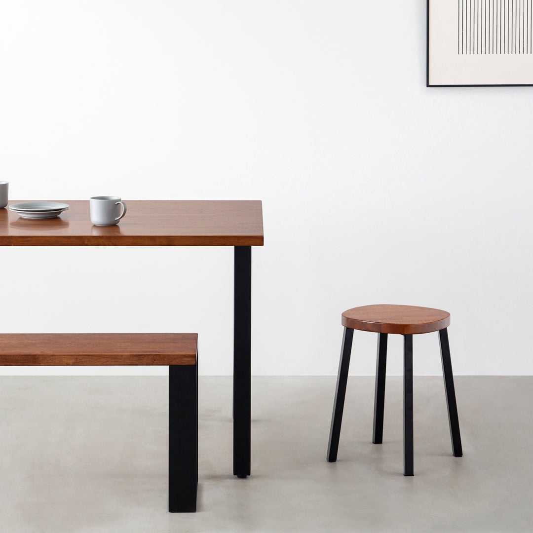 kanademono ブラック スツール (1脚) THE STOOL / ラバーウッド ナチュラル × Black Steel Standard