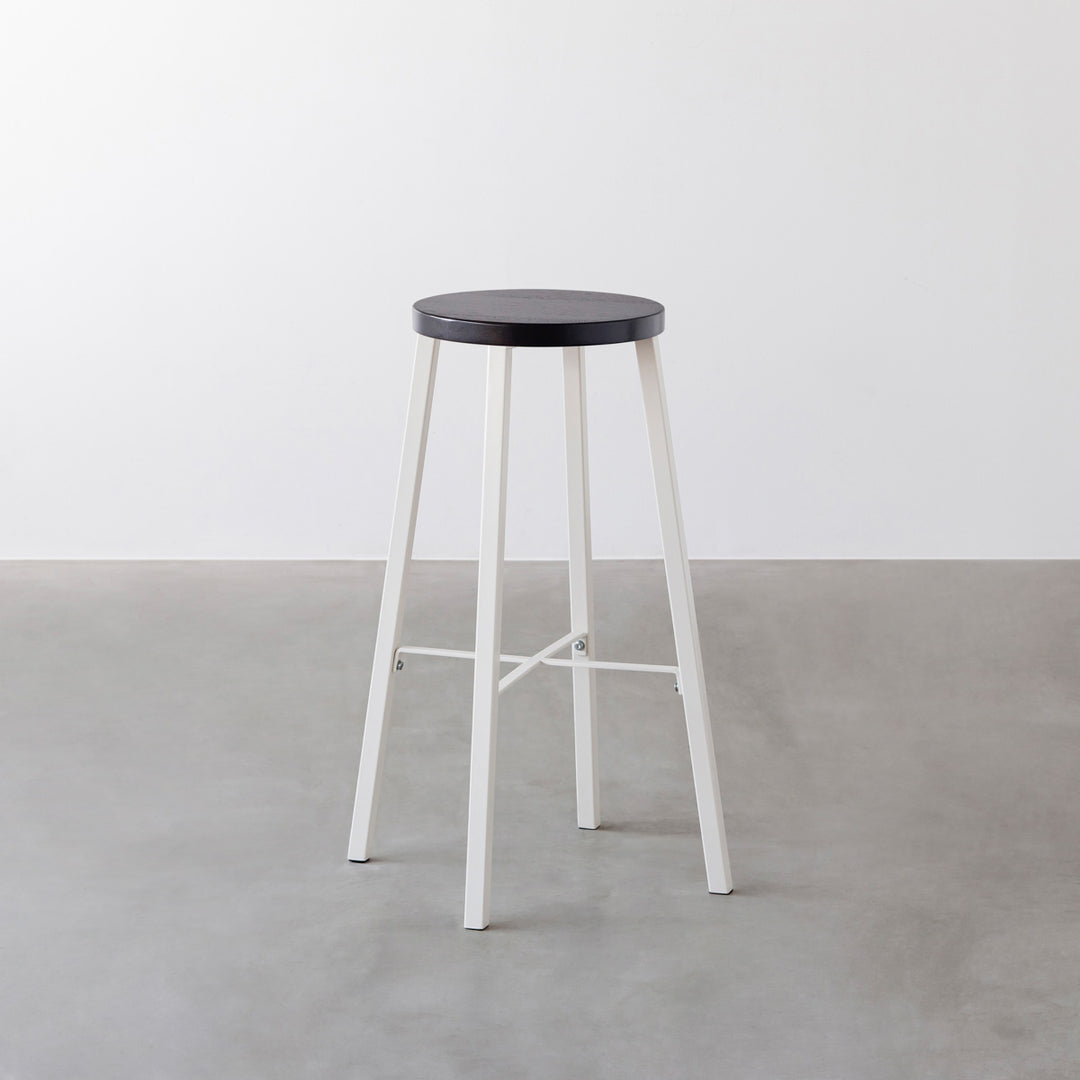 ザ・スツール THE STOOL / ラバーウッド ブラックブラウン × White Steel High