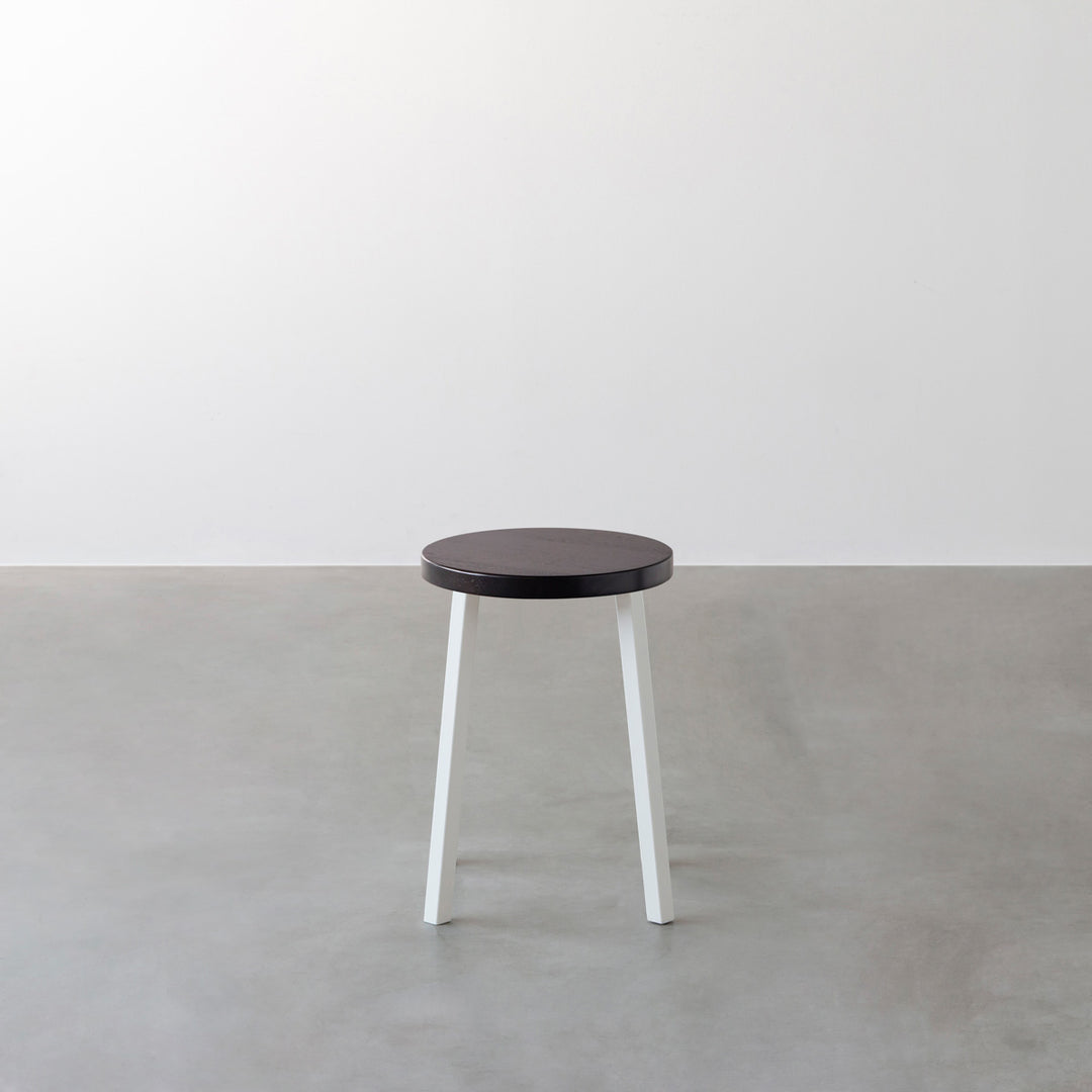 THE STOOL / ラバーウッド ブラックブラウン × White Steel