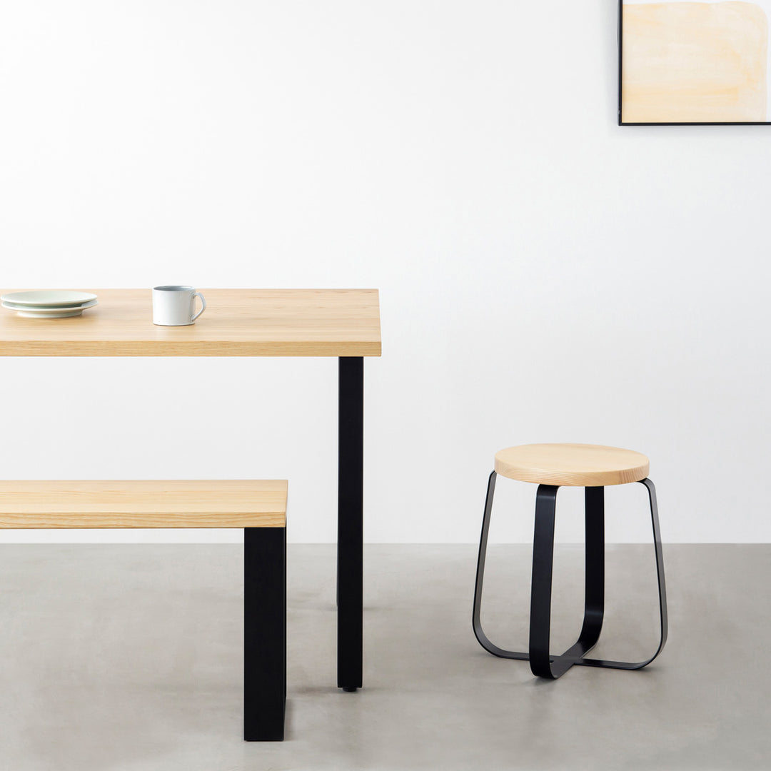 THE STOOL / 無垢 ホワイトアッシュ × Black Steel Standard – KANADEMONO