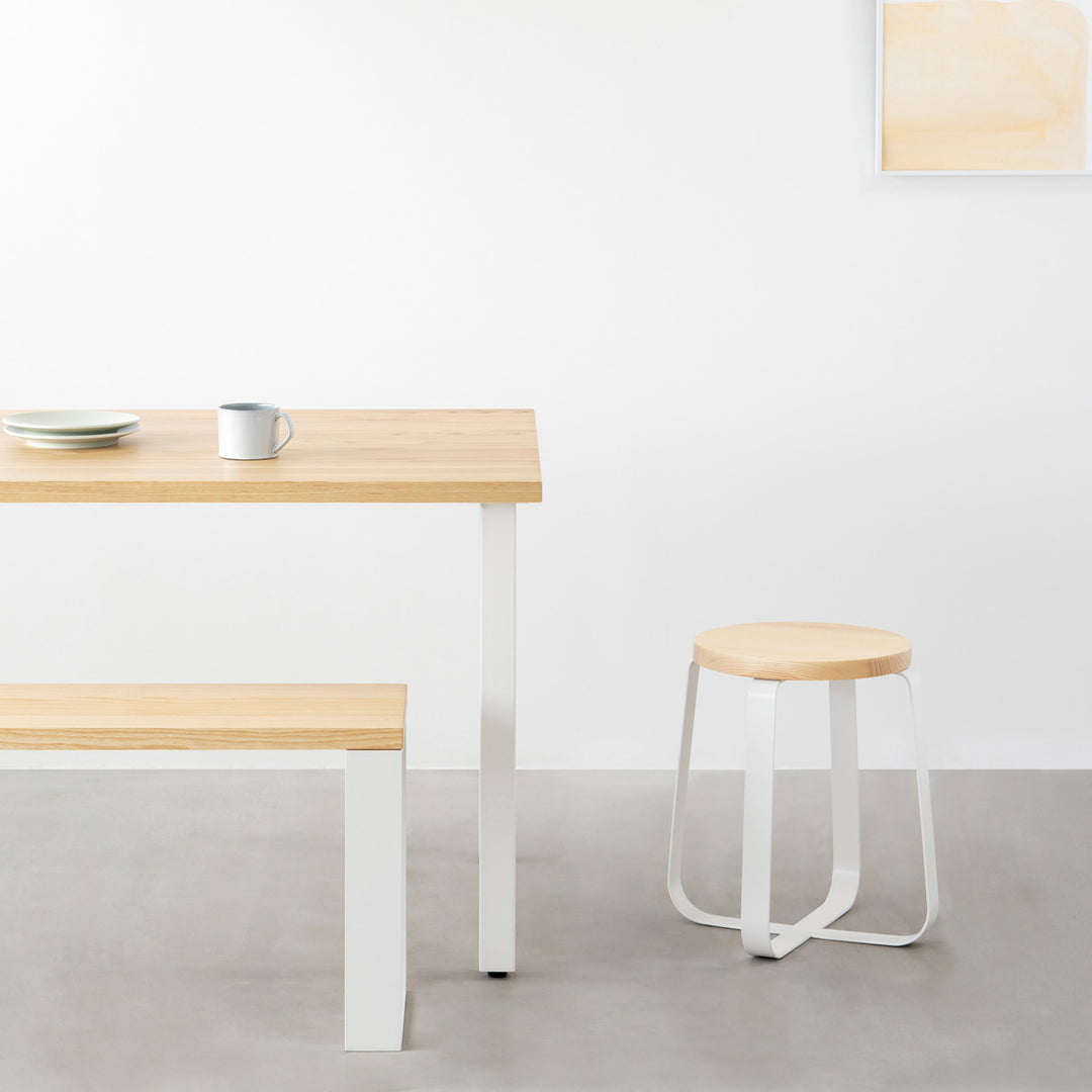THE STOOL / 無垢 ホワイトアッシュ × White Steel Standard – KANADEMONO