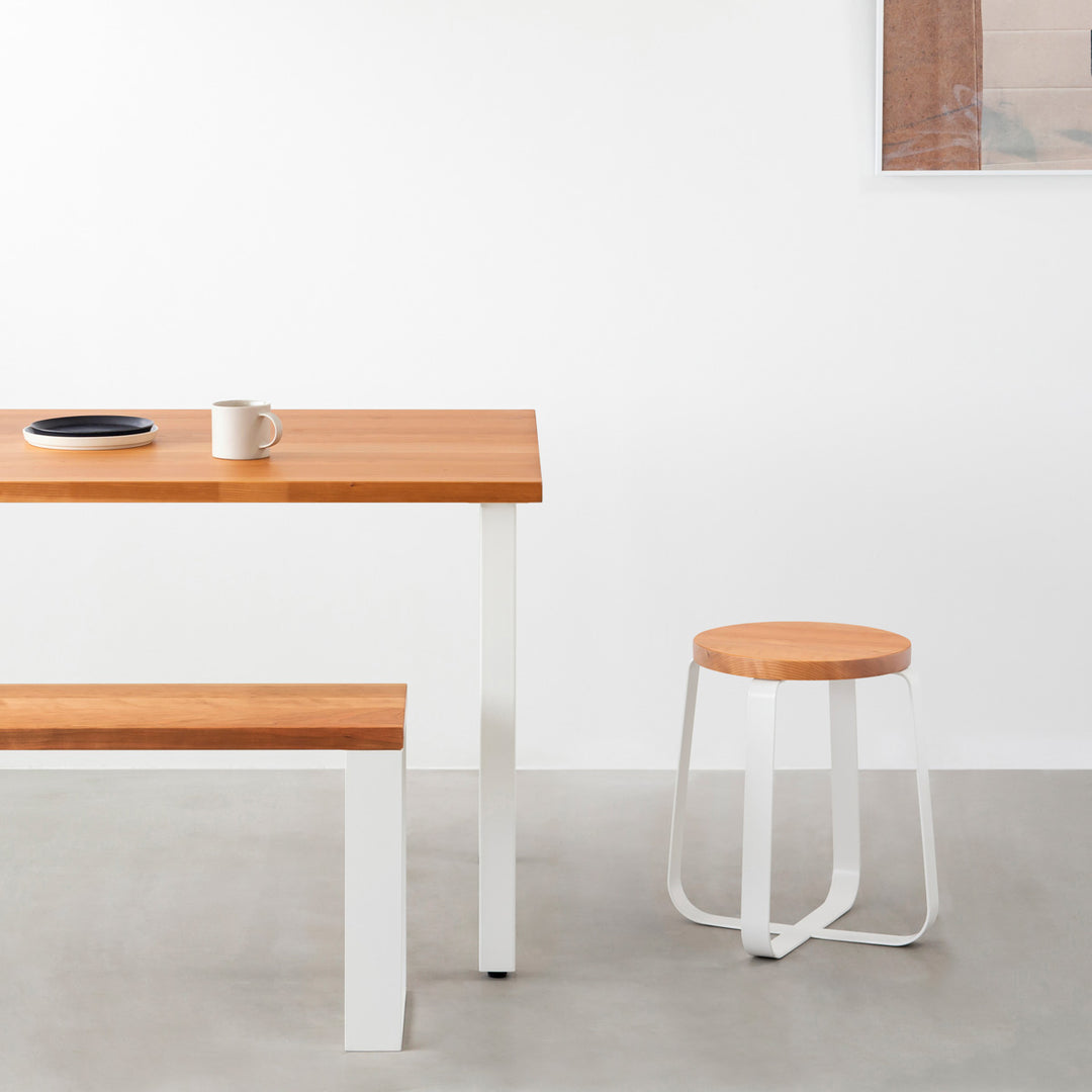 THE STOOL / 無垢 ブラックチェリー × White Steel Standard