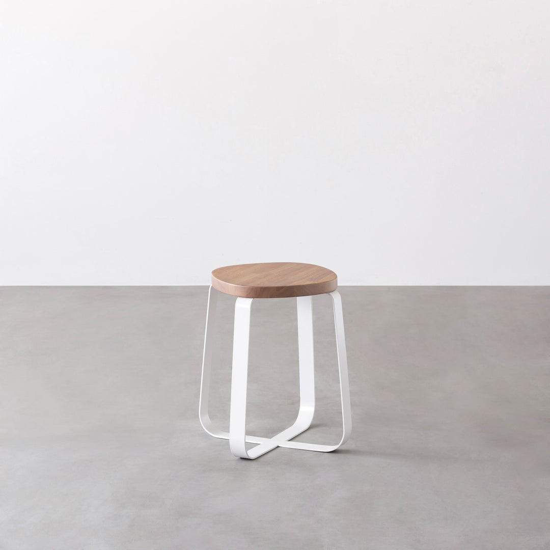 THE STOOL / ラバーウッド アッシュグレー × White Steel Standard