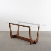 THE TABLE / ガラス × Trapezoid 木製脚　オーク無垢材