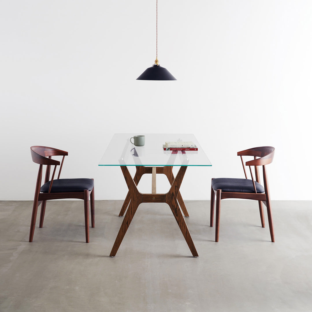 THE TABLE / ガラス × H 木製脚 オーク無垢材 – KANADEMONO