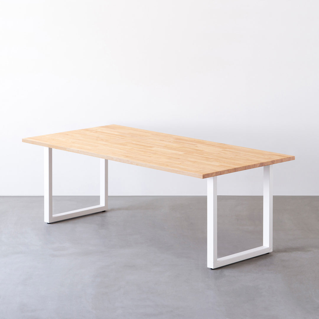 THE TABLE / ラバーウッド ナチュラル × White Steel × W181 - 200cm