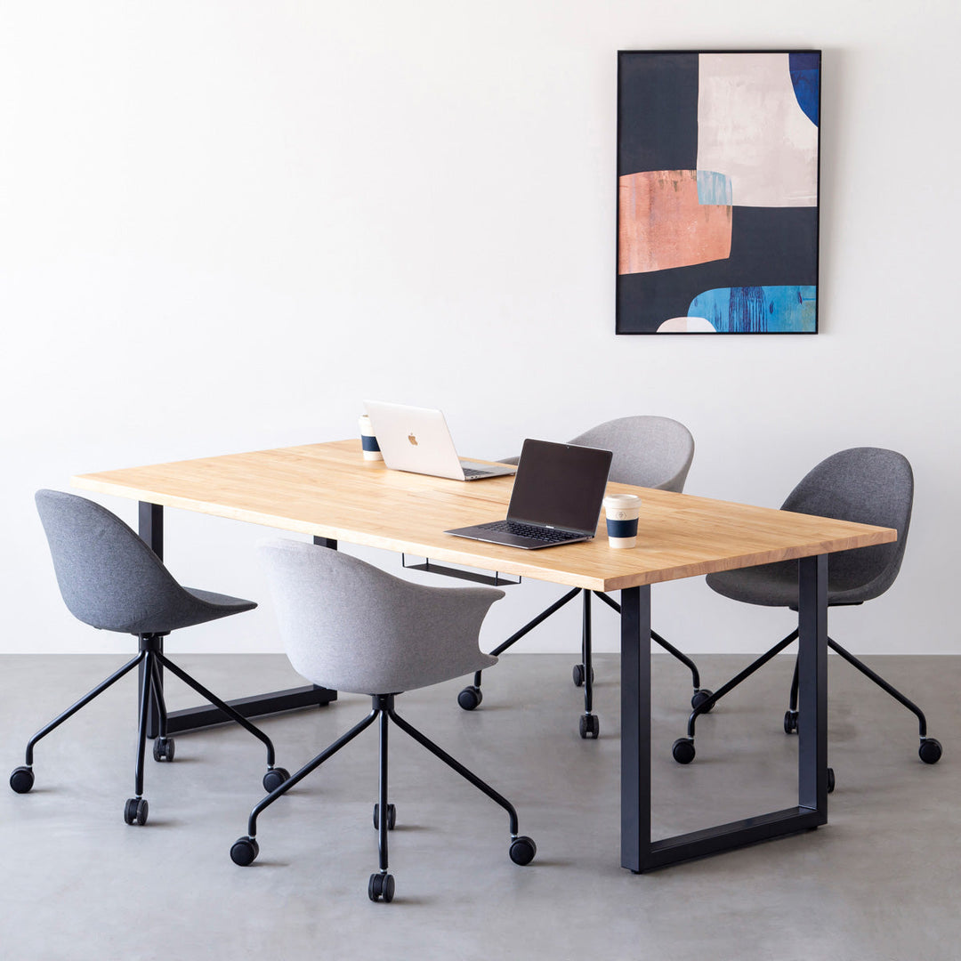 THE TABLE / ラバーウッド ナチュラル × Black Steel × W181 - 200cm