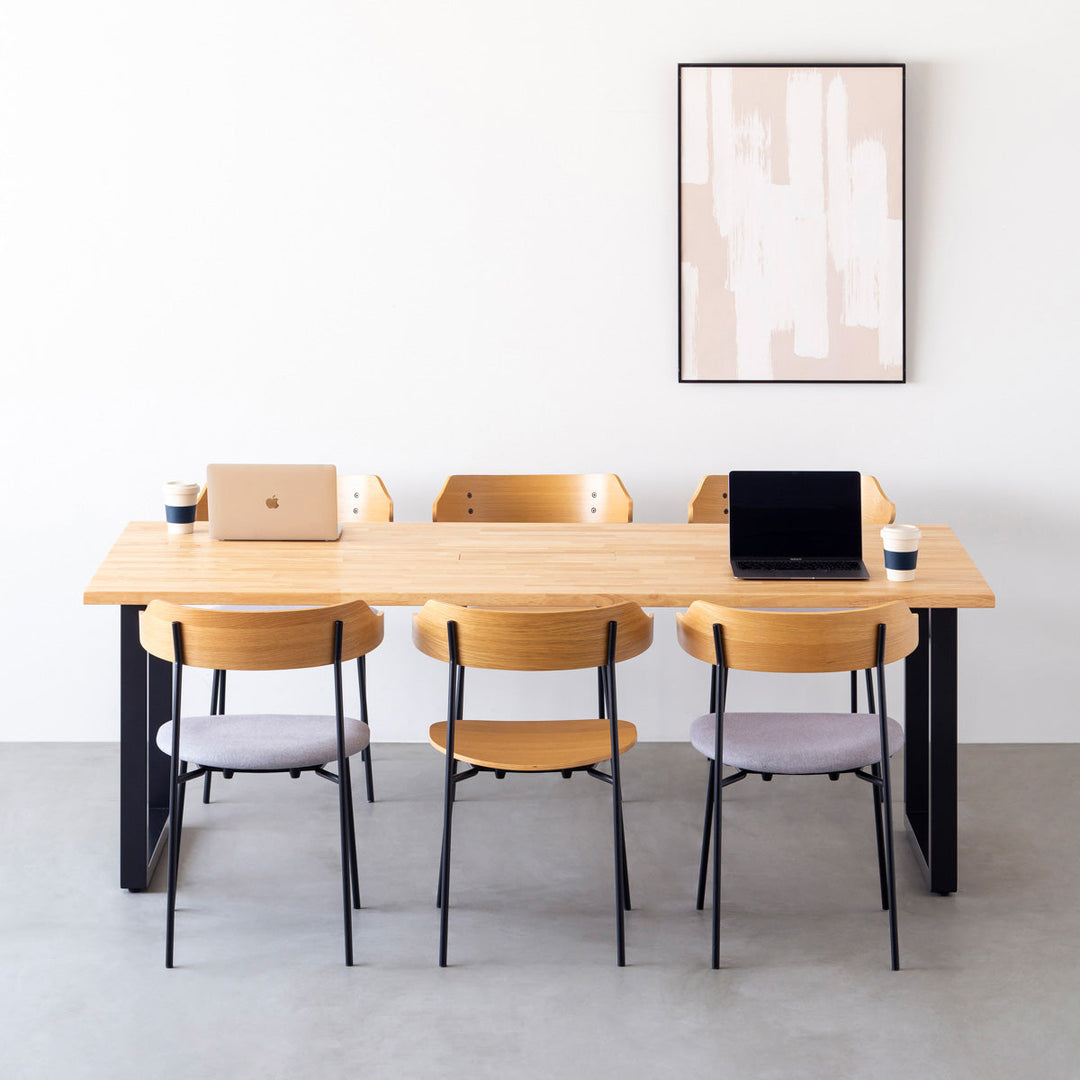 THE TABLE / ラバーウッド ナチュラル × Black Steel × W181 - 200cm