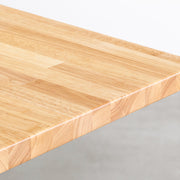 KANADEMONOの配線孔BROCK&TRAY付きのラバーウッド材ナチュラル天板とI型ステンレス脚を組み合わせたテーブル（天板）