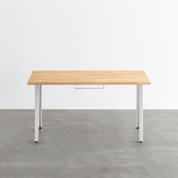 THE TABLE / ラバーウッド ナチュラル × White Steel 配線トレー付き
