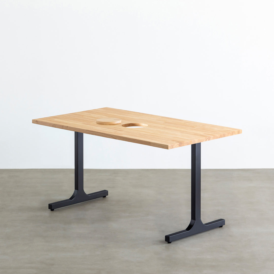 KANADEMONO　ラバーウッド ナチュラル × Black Steel THE TABLE / スタンディングデスク × ラバーウッド ナチュラル
