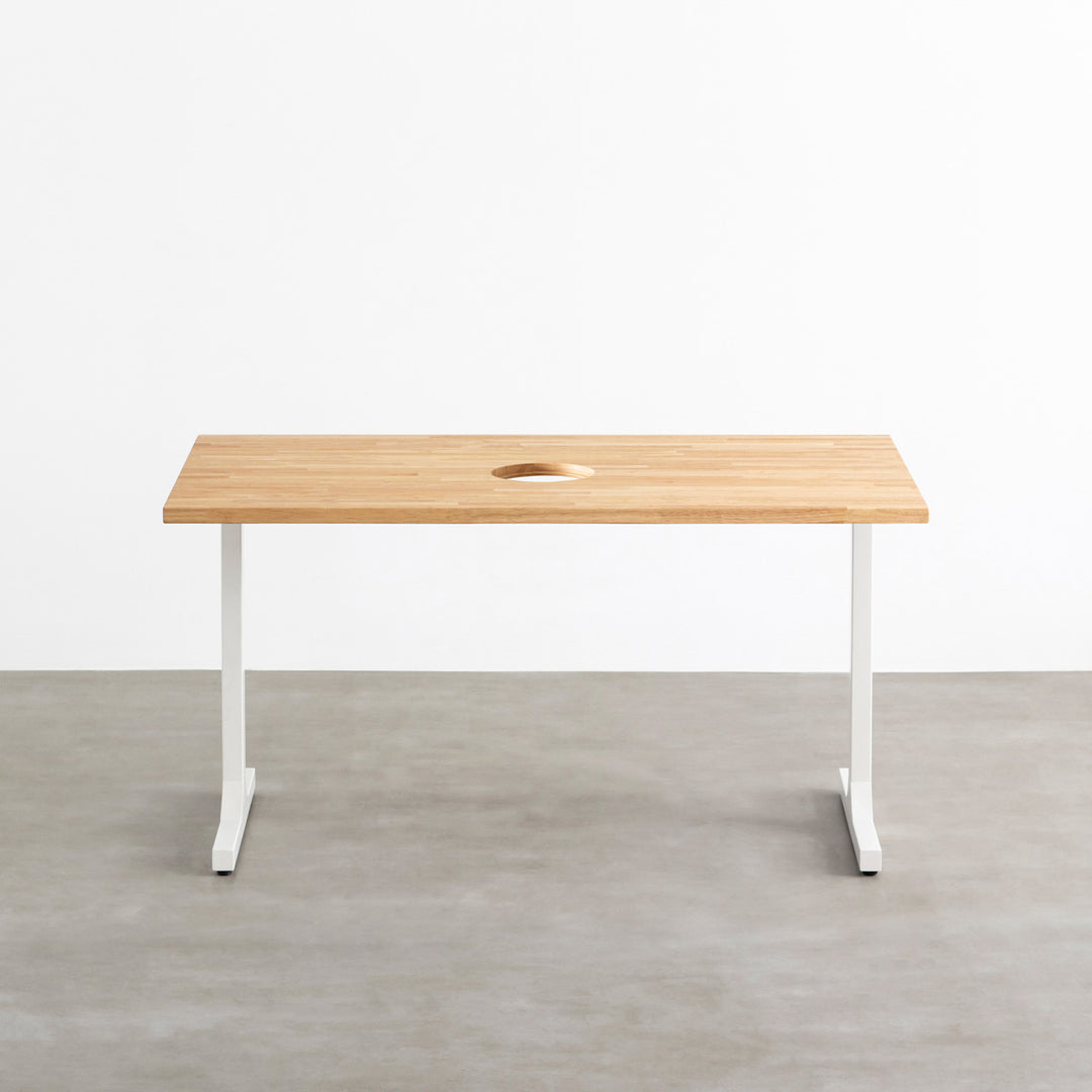 Kanademono TABLE テーブル ラバーウッド White Steel THE TABLE / ラバーウッド ナチュラル × White Steel ネコ穴付き
