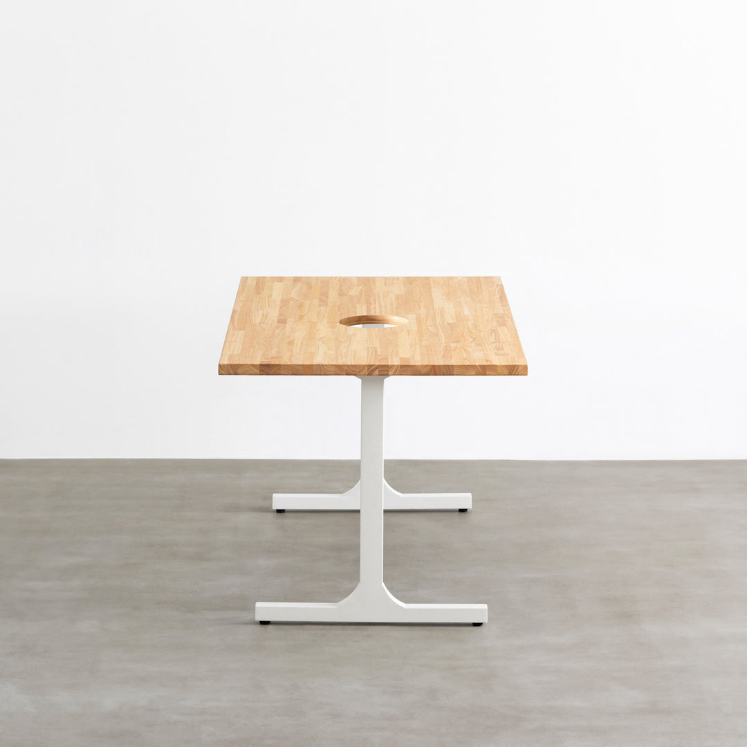 THE TABLE / ラバーウッド ナチュラル × White Steel ネコ穴付き