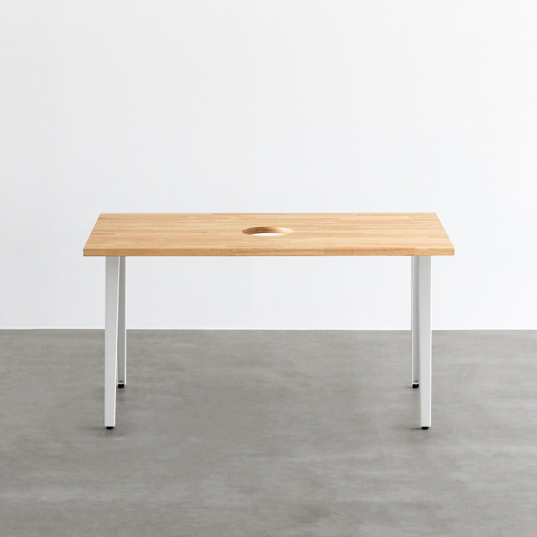 KANADEMONO THE TABLE / ラバーウッド ナチュラル THE TABLE / ラバーウッド ナチュラル × White Steel ネコ穴付き