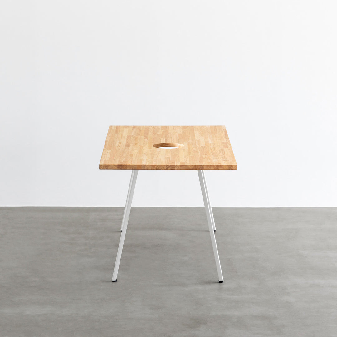 THE TABLE / ラバーウッド ナチュラル × White Steel ネコ穴付き