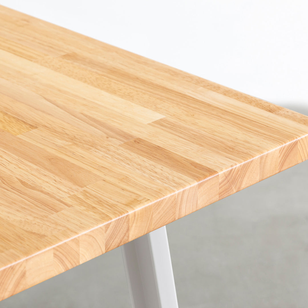 THE TABLE / ラバーウッド ナチュラル × White Steel ネコ穴付き
