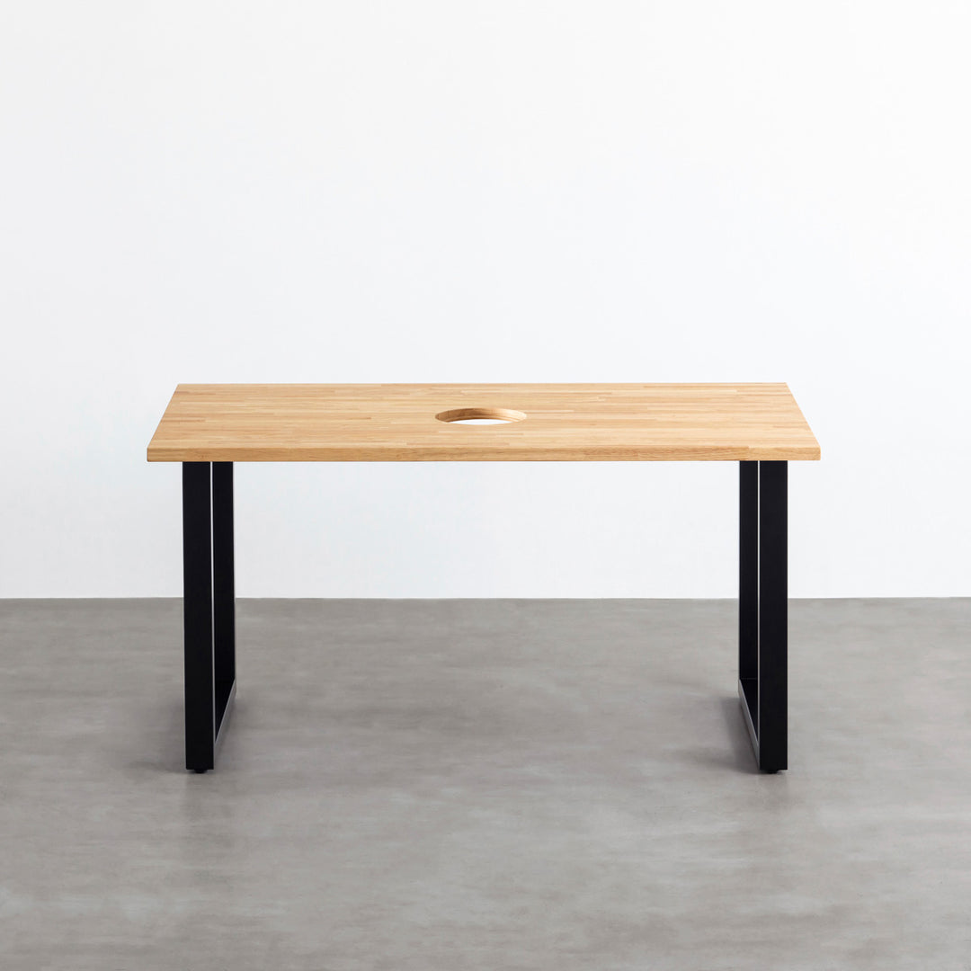 THE TABLE / ラバーウッド ナチュラル × Black Steel ネコ穴付き