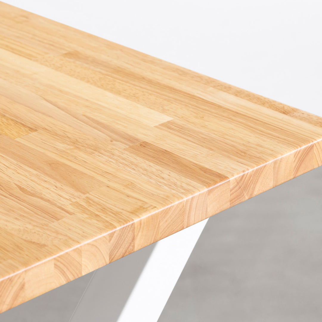 THE TABLE / ラバーウッド ナチュラル × White Steel ネコ穴付き