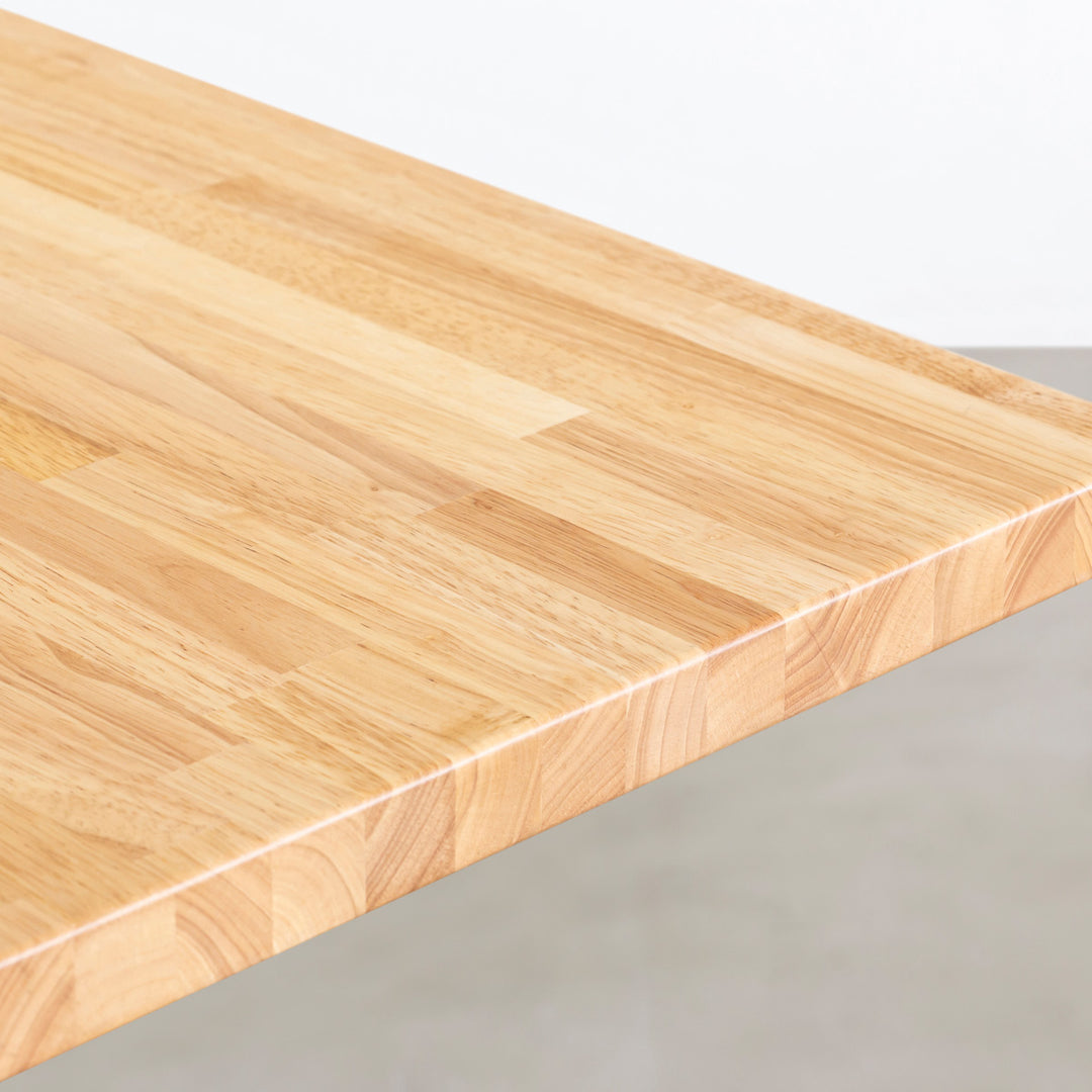 【品薄】SOLIDWOODSHELF テーブル（ウッドバー付き） THE TABLE / ラバーウッド ナチュラル × White Steel ワイヤー