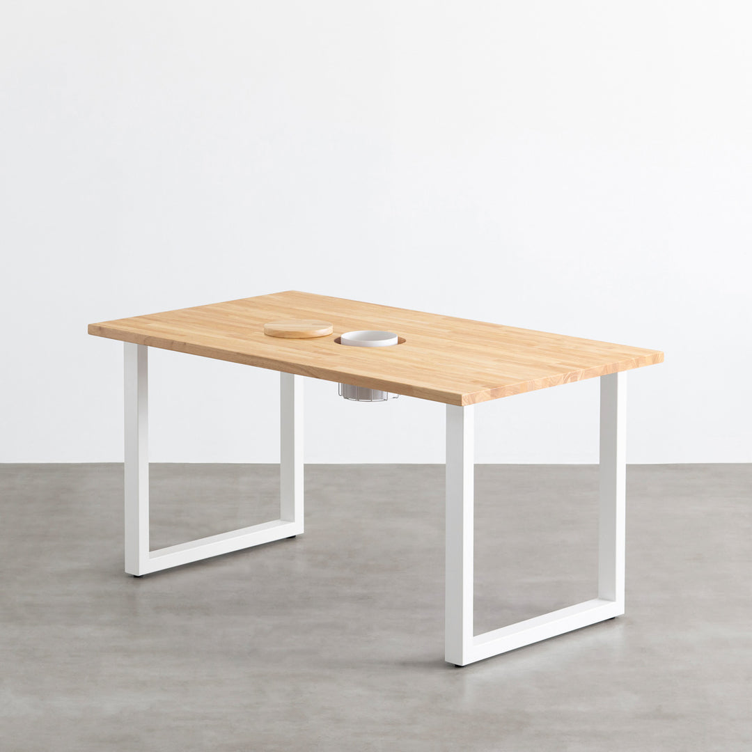 【2025 新作】 ラバーウッド / TABLE THE ナチュラル ワイヤー Steel White × その他