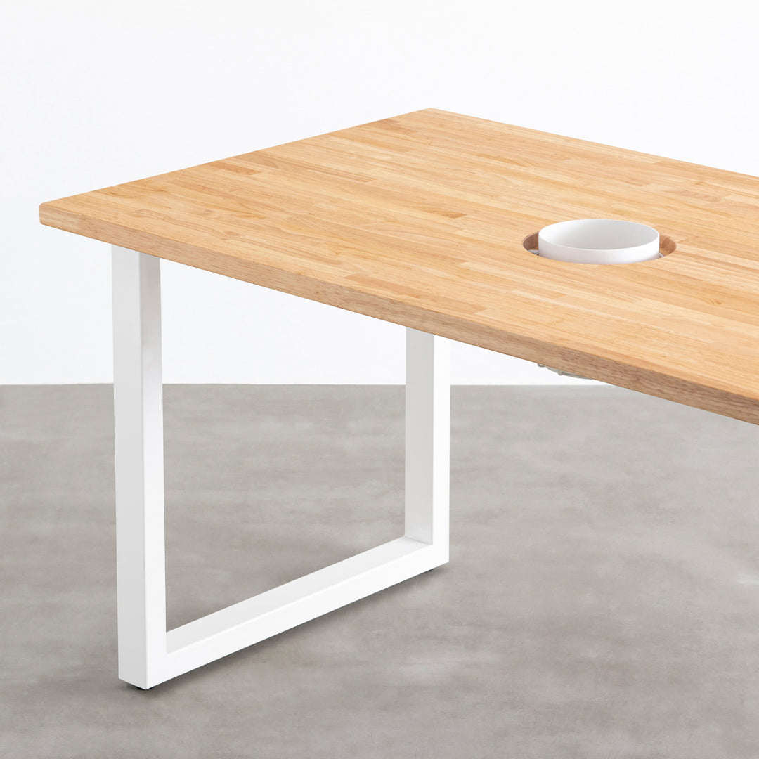 【美品】KANADEMONO ラバーウッド テーブル Square THE TABLE / ラバーウッド ナチュラル × White Steel ワイヤー