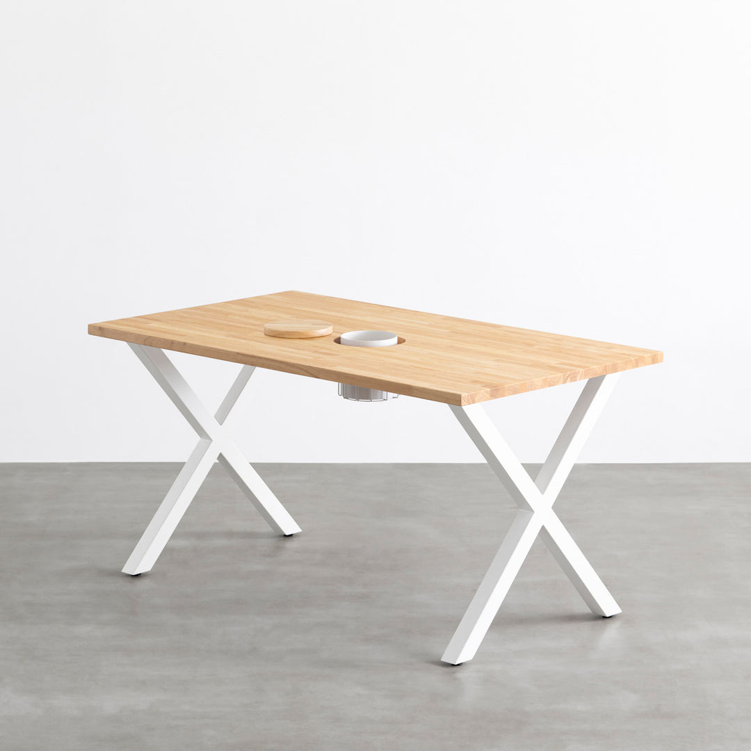 THE TABLE / ラバーウッド ナチュラル × White Steel ワイヤー
