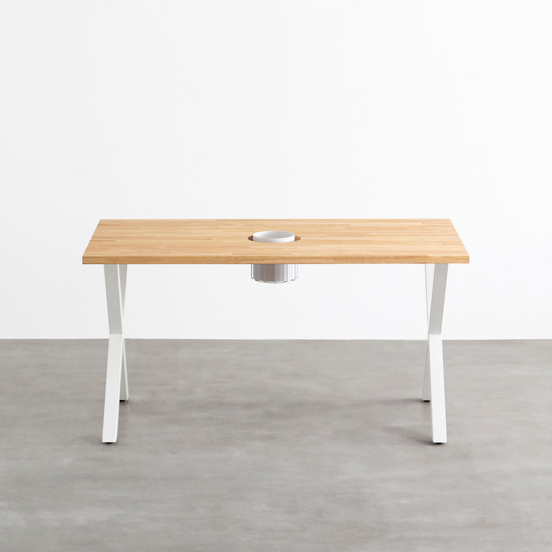 THE TABLE / ラバーウッド ナチュラル × White Steel ワイヤー