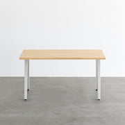かなでもののパイン突板天板とホワイトのスリムライン鉄脚を組み合わせたテーブル（正面）