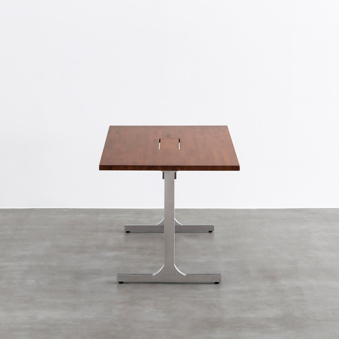 THE TABLE / ラバーウッド ブラウン × Stainless 配線トレー付き