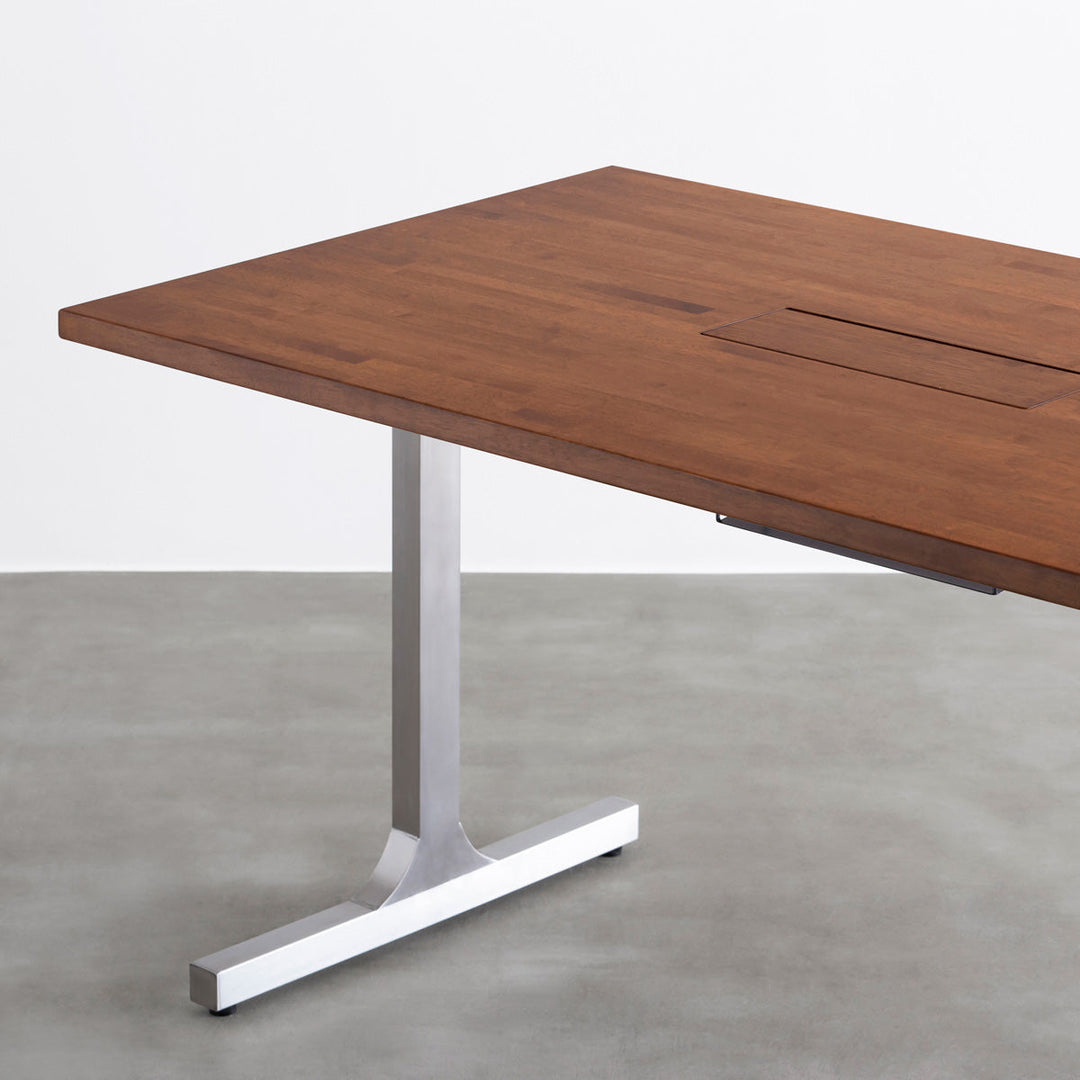 THE TABLE / ラバーウッド ブラウン × Stainless 配線トレー付き