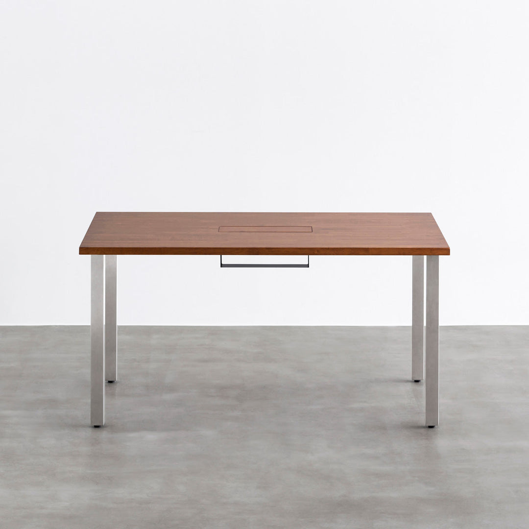 THE TABLE / ラバーウッド ブラウン × Stainless 配線トレー付き