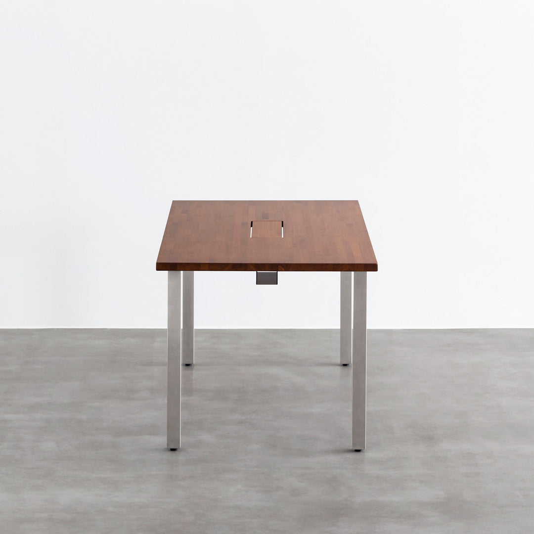THE TABLE / ラバーウッド ブラウン × Stainless 配線トレー付き