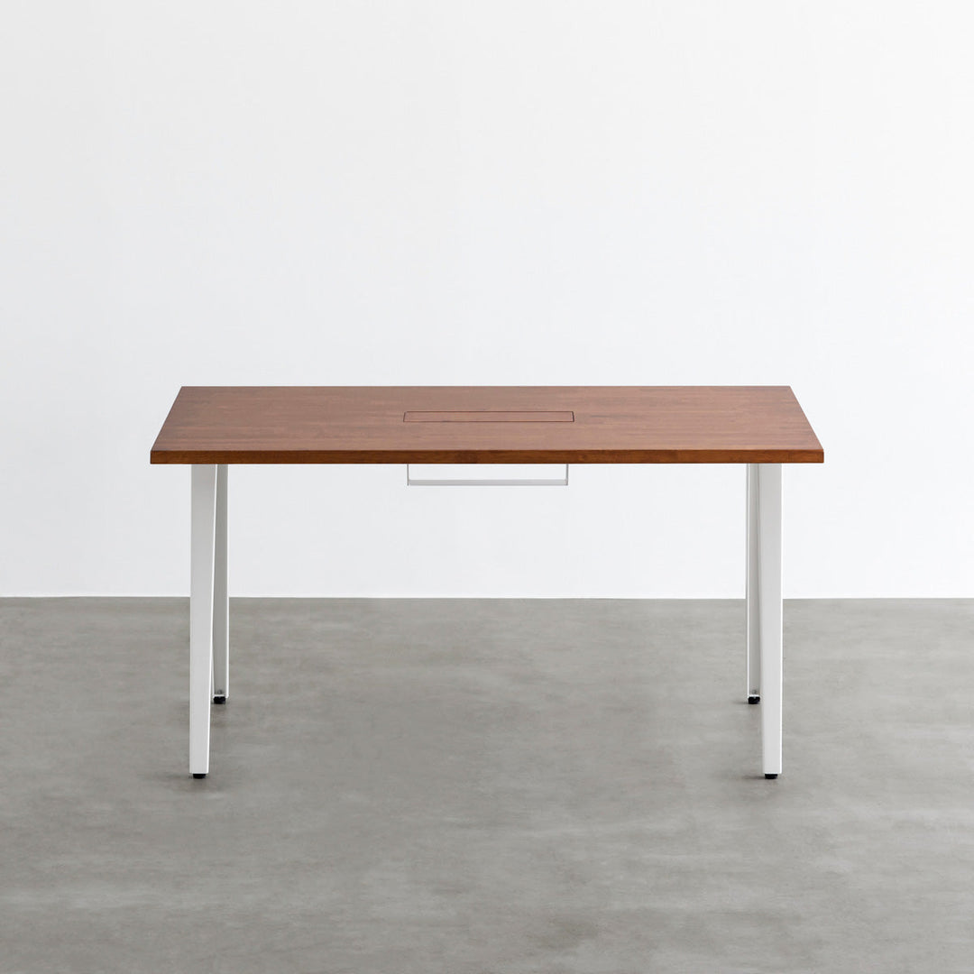 THE TABLE / ラバーウッド ブラウン × White Steel 配線トレー付き