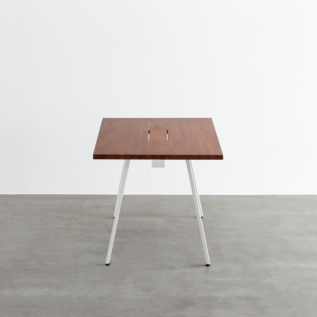 THE TABLE / ラバーウッド ブラウン × White Steel 配線トレー付き