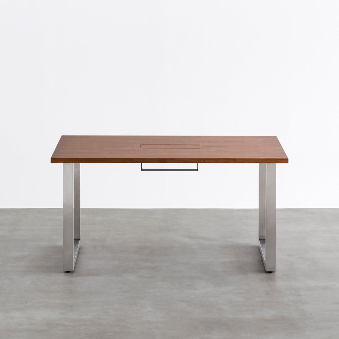 【美品】KANADEMONO THE TABLE ラバーウッドブラウン THE TABLE / ラバーウッド ブラウン × Stainless 配線トレー付き