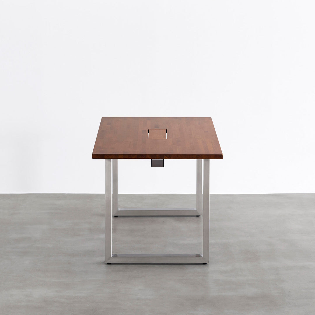 THE TABLE / ラバーウッド ブラウン × Stainless 配線トレー付き