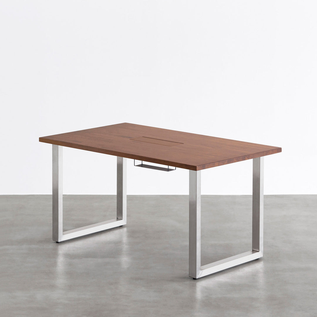 THE TABLE / ラバーウッド ブラウン × Stainless 配線トレー付き