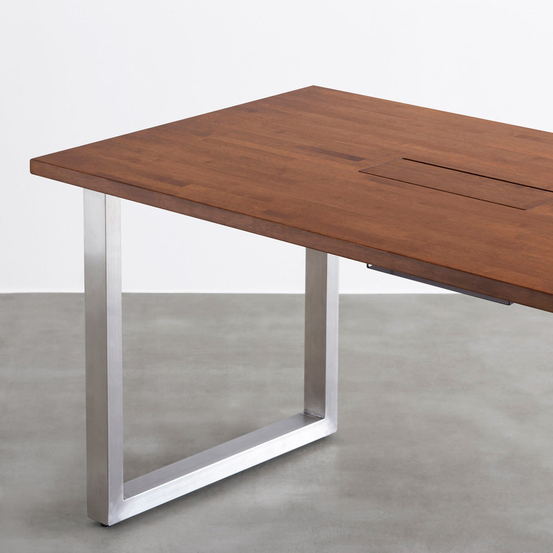 THE TABLE / ラバーウッド ブラウン × Stainless 配線トレー付き