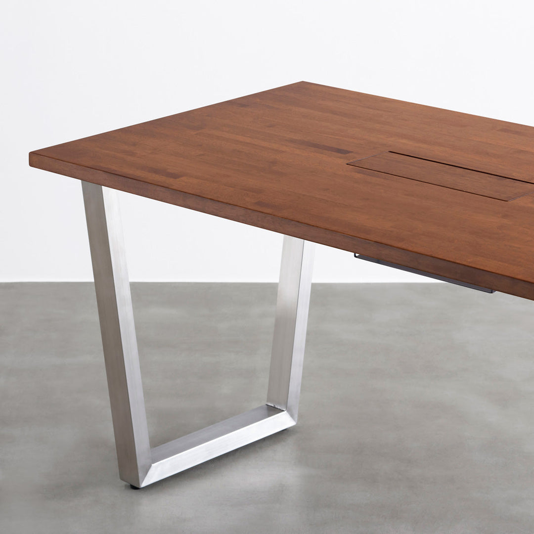 THE TABLE / ラバーウッド ブラウン × Stainless 配線トレー付き